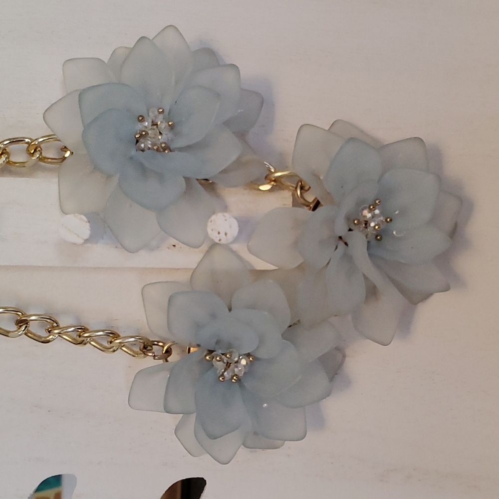 Bold blue floral statement necklace